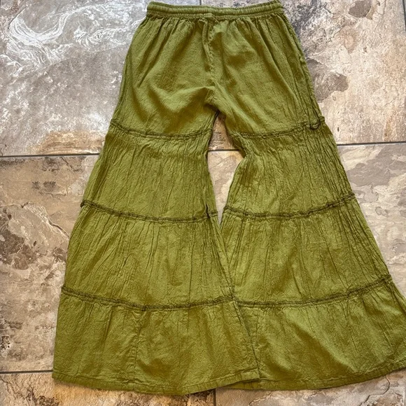 Olive Green Wide Leg Pants - Picture 4 of 5